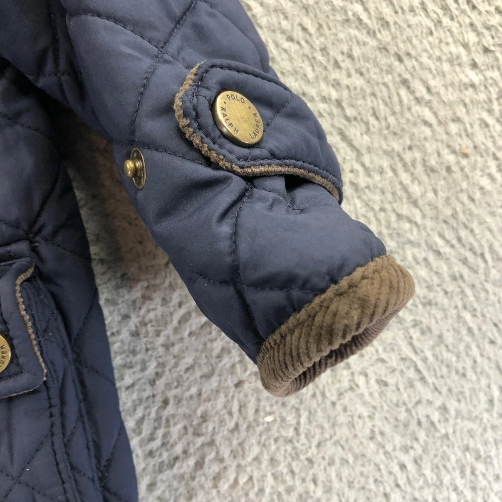 Polo Ralph Lauren Toddler Jacket 2T Boys Navy Blue Diamond Quilted Corduroy Trim